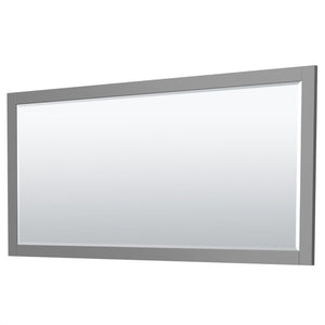 Miranda 84 Inch Double Bathroom Vanity in Dark Gray No Countertop No Sink Brushed Nickel Trim 70 Inch Mirror