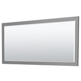 Miranda 72 Inch Double Bathroom Vanity in Dark Gray 1.25 Inch Thick Matte White Solid Surface Countertop Integrated Sinks Brushed Nickel Trim 70 Inch Mirror