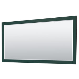 Miranda 84 Inch Double Bathroom Vanity in Green No Countertop No Sink Brushed Gold Trim 70 Inch Mirror
