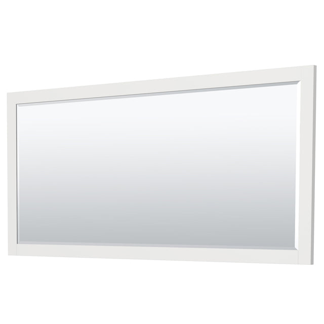 Miranda 72 Inch Double Bathroom Vanity in White White Cultured Marble Countertop Undermount Square Sinks Brushed Gold Trim 70 Inch Mirror