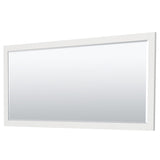 Miranda 84 Inch Double Bathroom Vanity in White White Carrara Marble Countertop Undermount Square Sinks Matte Black Trim 70 Inch Mirror