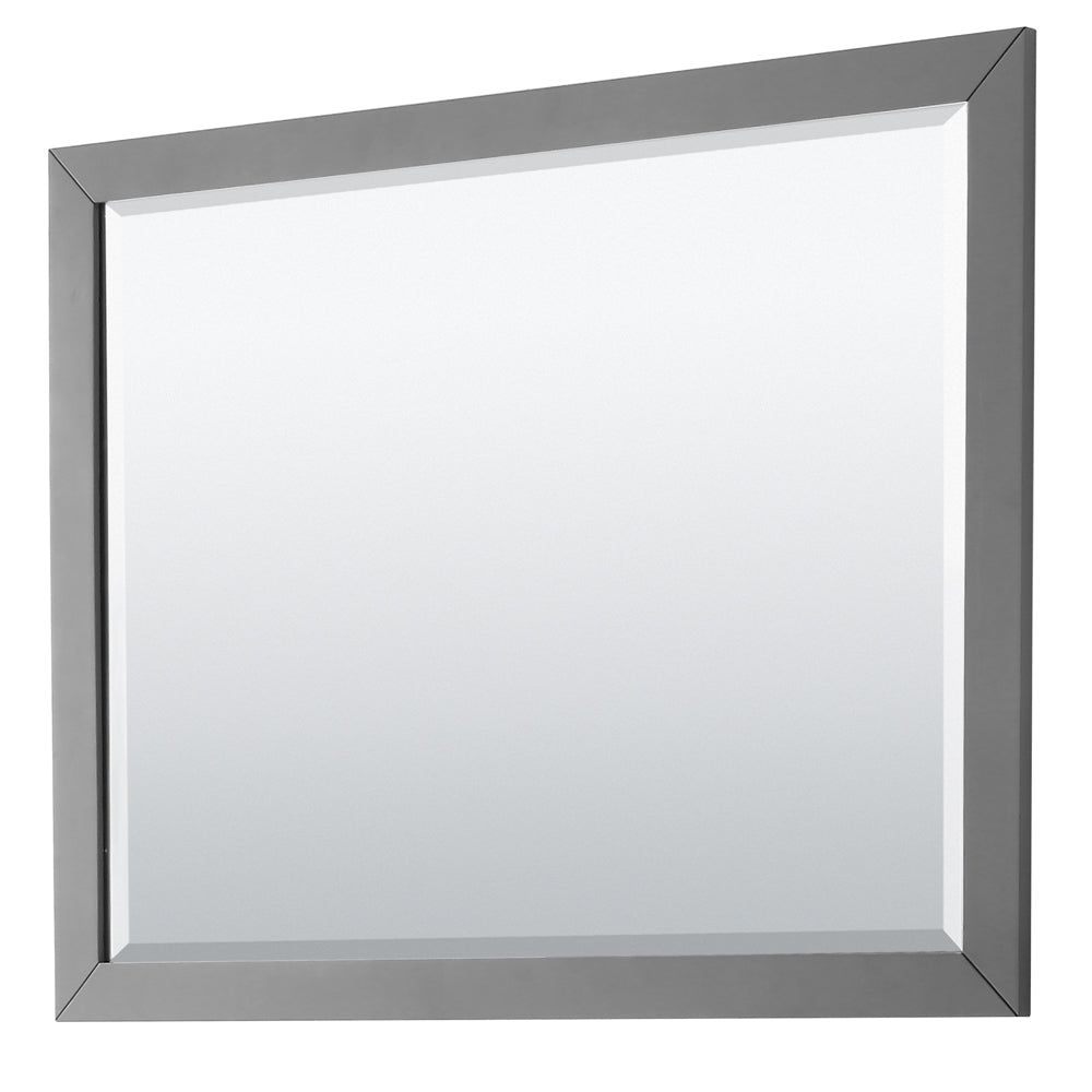 Strada 48 Inch Single Bathroom Vanity in Dark Gray White Cultured Marble Countertop Undermount Square Sink Matte Black Trim 46 Inch Mirror