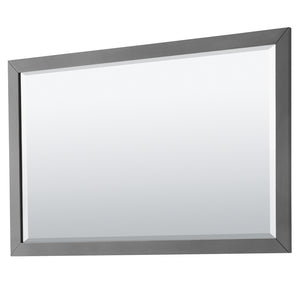 Strada 66 Inch Double Bathroom Vanity in Dark Gray White Carrara Marble Countertop Undermount Square Sink Satin Bronze Trim 58 Inch Mirror