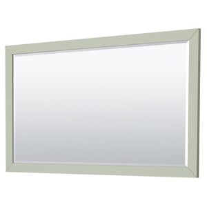 Strada 66 Inch Double Bathroom Vanity in Light Green Carrara Cultured Marble Countertop Undermount Square Sinks Brushed Nickel Trim 58 Inch Mirror