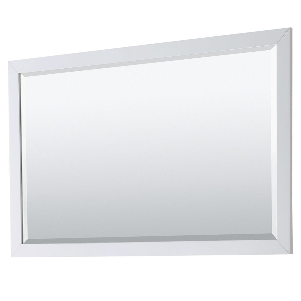 Strada 66 Inch Double Bathroom Vanity in White White Carrara Marble Countertop Undermount Square Sink Satin Bronze Trim 58 Inch Mirror