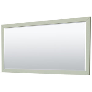 Strada 84 Inch Double Bathroom Vanity in Light Green Carrara Cultured Marble Countertop Undermount Square Sinks Matte Black Trim 70 Inch Mirror