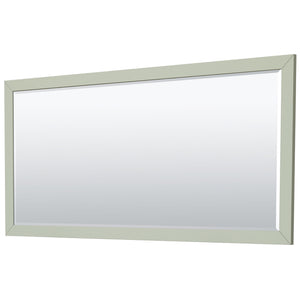 Strada 84 Inch Double Bathroom Vanity in Light Green White Cultured Marble Countertop Undermount Square Sinks Matte Black Trim 70 Inch Mirror