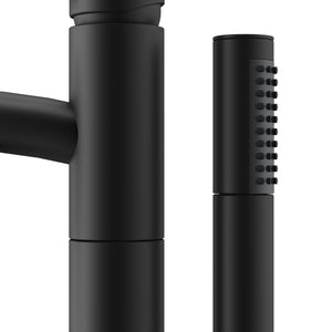 Taron Modern-Style Bathroom Tub Filler Faucet (Floor-mounted) in Matte Black
