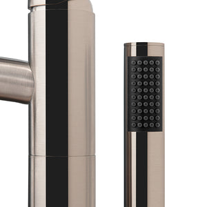 Taron Modern-Style Bathroom Tub Filler Faucet (Floor-mounted) in Brushed Nickel