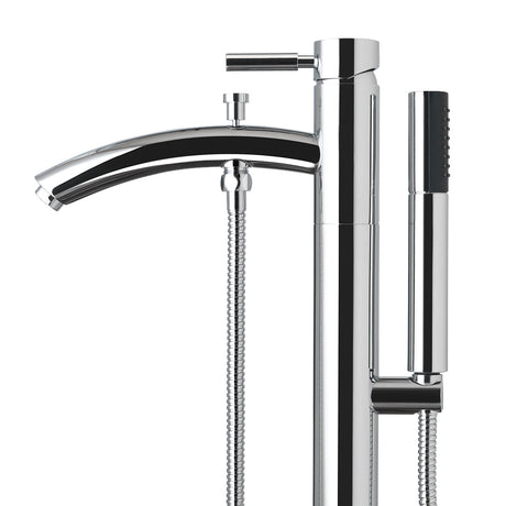 Taron Modern-Style Bathroom Tub Filler Faucet (Floor-mounted) in Polished Chrome