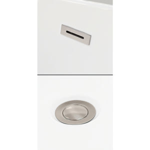 Ursula 59 Inch Freestanding Bathtub in White with Brushed Nickel Drain and Overflow Trim