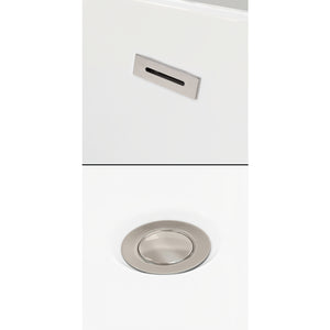 Emily 69 Inch Freestanding Bathtub in White with Floor Mounted Faucet Drain and Overflow Trim in Brushed Nickel