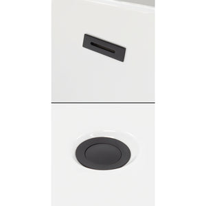 Juno 59 Inch Freestanding Bathtub in Matte White with Floor Mounted Faucet Drain and Overflow Trim in Matte Black