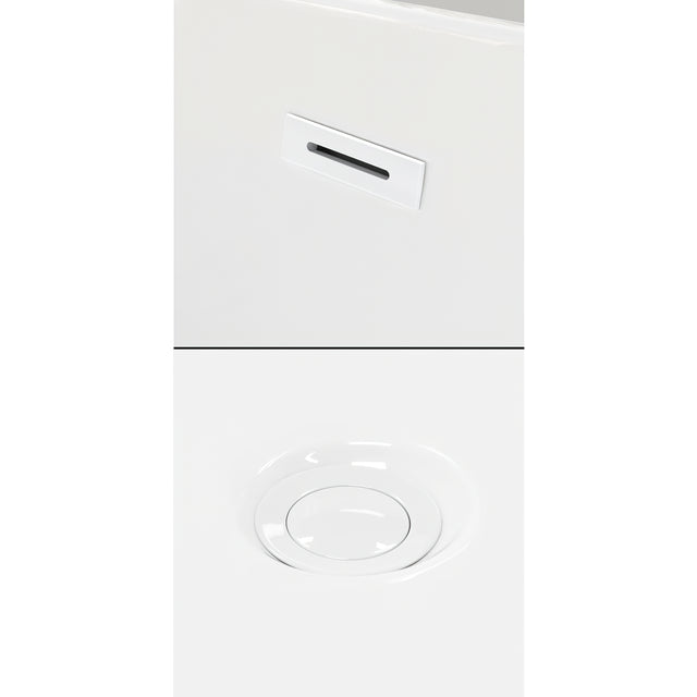 Sara 59 Inch Freestanding Bathtub in White with Shiny White Trim and Floor Mounted Faucet in Brushed Gold