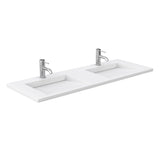 Miranda 60 Inch Double Bathroom Vanity in White 1.25 Inch Thick Matte White Solid Surface Countertop Integrated Sinks Matte Black Trim 58 Inch Mirror