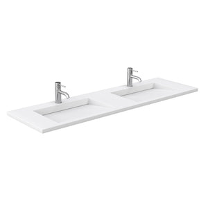 Miranda 72 Inch Double Bathroom Vanity in Green 1.25 Inch Thick Matte White Solid Surface Countertop Integrated Sinks Matte Black Trim