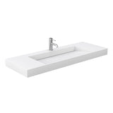 Miranda 60 Inch Single Bathroom Vanity in Dark Blue 4 Inch Thick Matte White Solid Surface Countertop Integrated Sink Brushed Nickel Trim