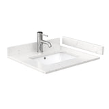 Beckett 24 Inch Single Bathroom Vanity in White Carrara Cultured Marble Countertop Undermount Square Sink Brushed Gold Trim