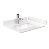 Beckett 24 Inch Single Bathroom Vanity in White Carrara Cultured Marble Countertop Undermount Square Sink Brushed Nickel Trim