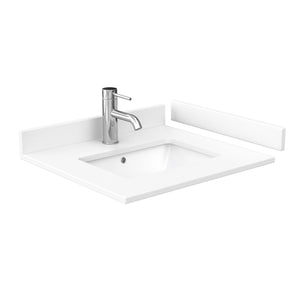 Beckett 24 Inch Single Bathroom Vanity in White White Cultured Marble Countertop Undermount Square Sink Brushed Nickel Trim