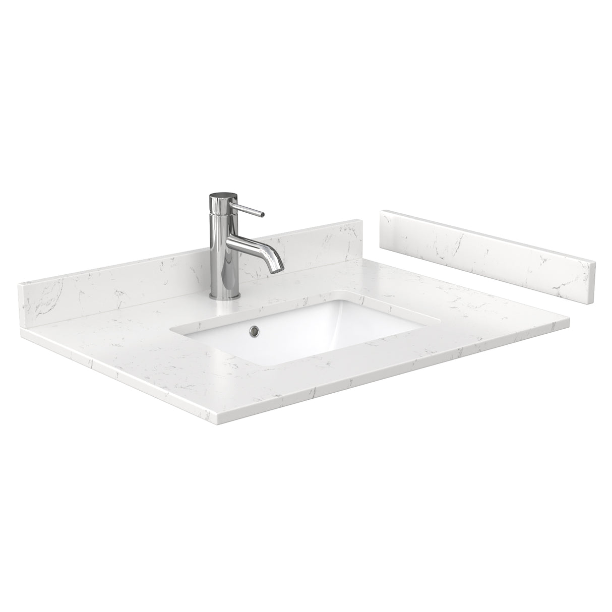 Deborah 30 Inch Single Bathroom Vanity in White Carrara Cultured Marble Countertop Undermount Square Sink 24 Inch Mirror