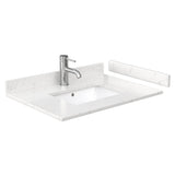 Miranda 30 Inch Single Bathroom Vanity in White Carrara Cultured Marble Countertop Undermount Square Sink Matte Black Trim