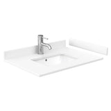 Miranda 30 Inch Single Bathroom Vanity in White White Cultured Marble Countertop Undermount Square Sink Brushed Gold Trim