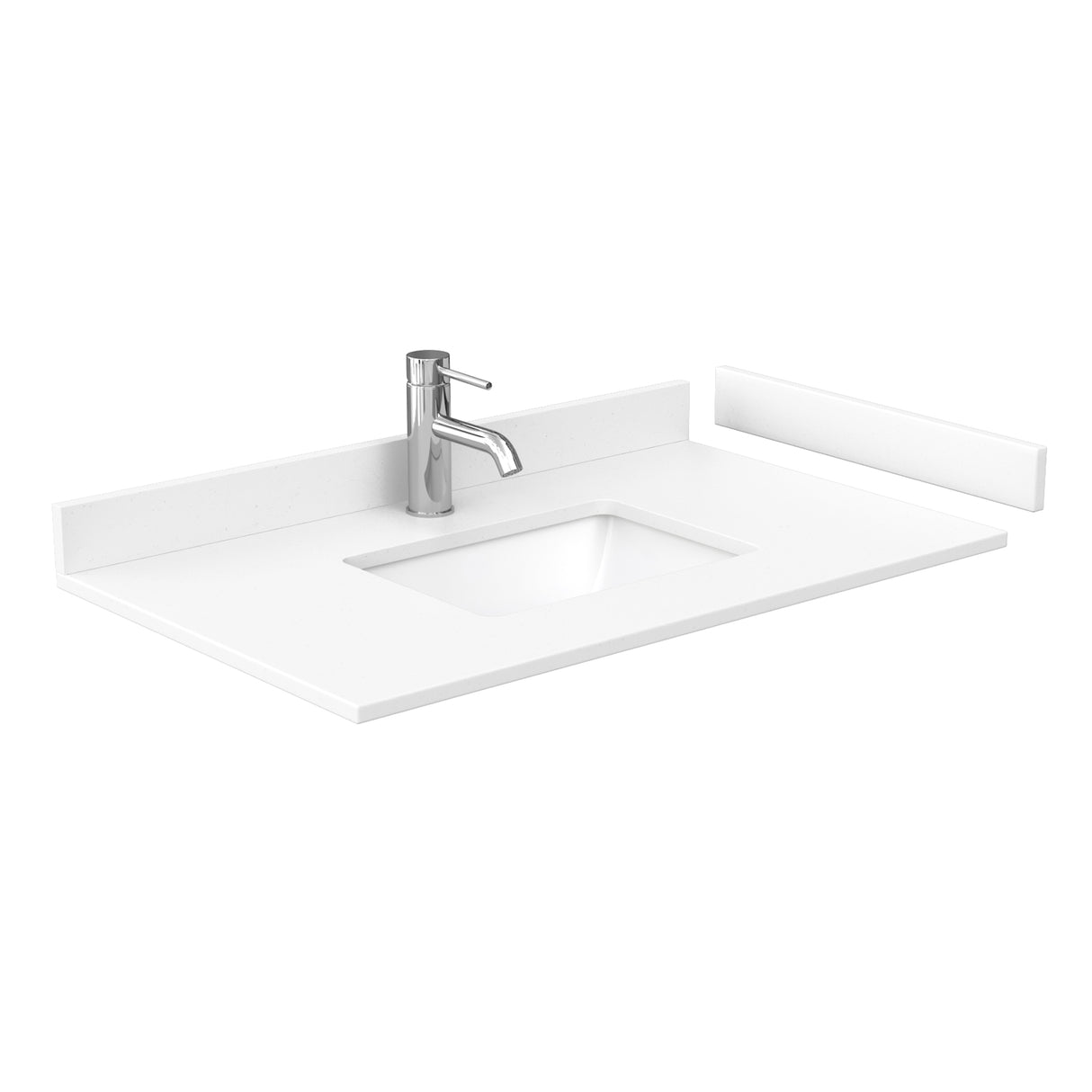 Miranda 36 Inch Single Bathroom Vanity in White White Cultured Marble Countertop Undermount Square Sink Brushed Gold Trim 34 Inch Mirror
