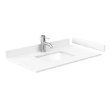Miranda 36 Inch Single Bathroom Vanity in Dark Gray White Cultured Marble Countertop Undermount Square Sink Brushed Gold Trim