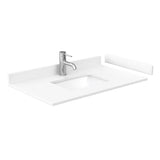 Deborah 36 Inch Single Bathroom Vanity in Dark Espresso White Cultured Marble Countertop Undermount Square Sink No Mirror