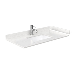 Marlena 42 Inch Single Bathroom Vanity in White Carrara Cultured Marble Countertop Undermount Square Sink Matte Black Trim
