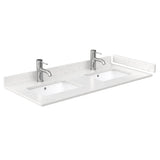 Beckett 48 Inch Double Bathroom Vanity in Green Carrara Cultured Marble Countertop Undermount Square Sinks Matte Black Trim