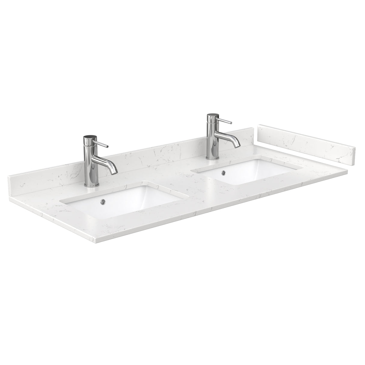 Beckett 48 Inch Double Bathroom Vanity in Green Carrara Cultured Marble Countertop Undermount Square Sinks Brushed Nickel Trim