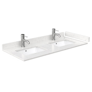 Avery 48 Inch Double Bathroom Vanity in White Carrara Cultured Marble Countertop Undermount Square Sinks Matte Black Trim