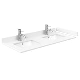 Avery 48 Inch Double Bathroom Vanity in White White Cultured Marble Countertop Undermount Square Sinks Brushed Gold Trim