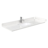 Miranda 54 Inch Single Bathroom Vanity in White Carrara Cultured Marble Countertop Undermount Square Sink Brushed Gold Trim 46 Inch Mirror