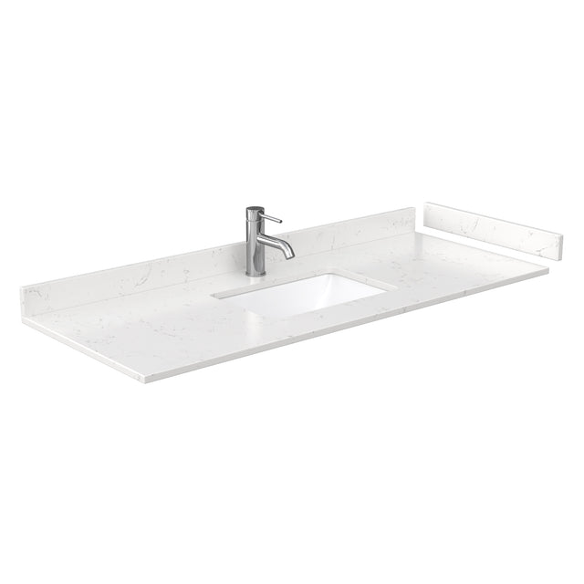 Miranda 54 Inch Single Bathroom Vanity in Green Carrara Cultured Marble Countertop Undermount Square Sink Brushed Nickel Trim