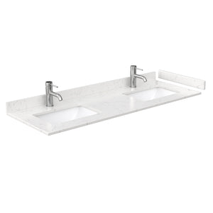 Beckett 60 Inch Double Bathroom Vanity in White Carrara Cultured Marble Countertop Undermount Square Sinks No Mirror