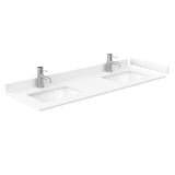 Avery 60 Inch Double Bathroom Vanity in White White Cultured Marble Countertop Undermount Square Sinks 58 Inch Mirror