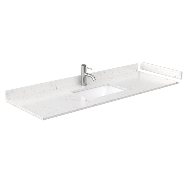 Daria 60 Inch Single Bathroom Vanity in Dark Blue Carrara Cultured Marble Countertop Undermount Square Sink 58 Inch Mirror