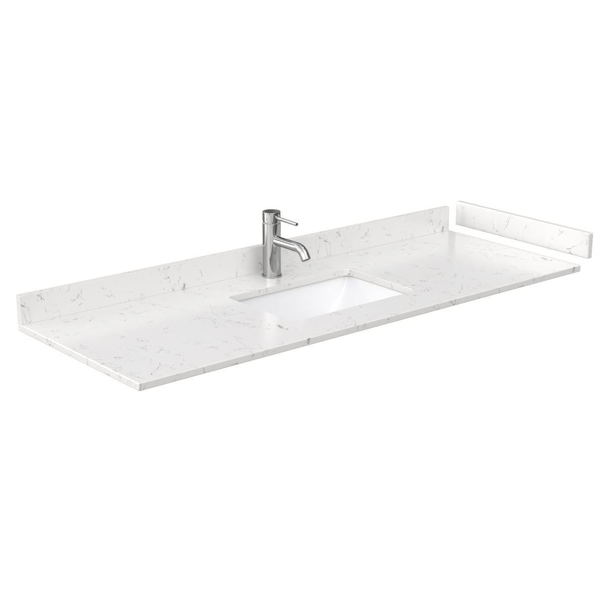 Beckett 60 Inch Single Bathroom Vanity in Dark Blue Carrara Cultured Marble Countertop Undermount Square Sink Matte Black Trim