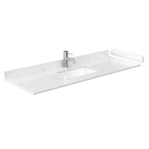 Beckett 60 Inch Single Bathroom Vanity in Dark Blue Carrara Cultured Marble Countertop Undermount Square Sink Matte Black Trim
