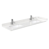 Beckett 66 Inch Double Bathroom Vanity in White Carrara Cultured Marble Countertop Undermount Square Sinks Matte Black Trim