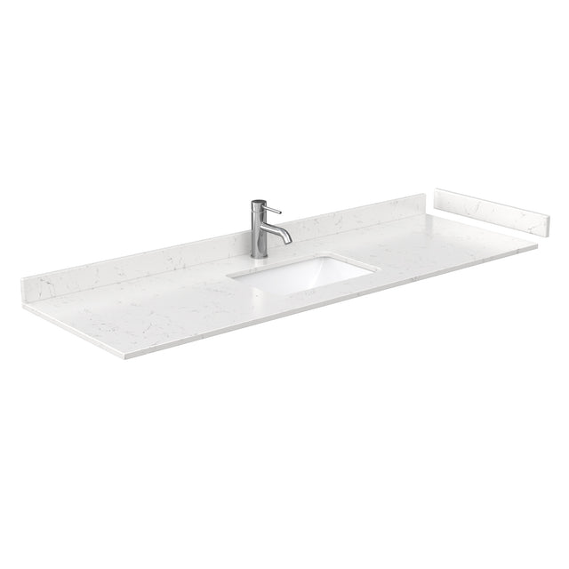 Miranda 66 Inch Single Bathroom Vanity in Dark Blue Carrara Cultured Marble Countertop Undermount Square Sink Brushed Nickel Trim 58 Inch Mirror