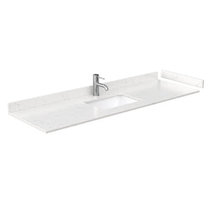 Beckett 66 Inch Single Bathroom Vanity in White Carrara Cultured Marble Countertop Undermount Square Sink Brushed Gold Trim