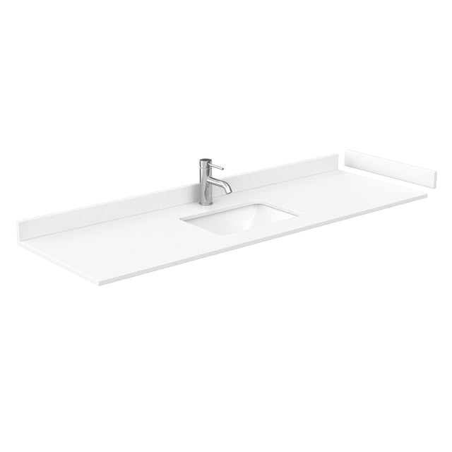 Miranda 66 Inch Single Bathroom Vanity in Green White Cultured Marble Countertop Undermount Square Sink Brushed Nickel Trim 58 Inch Mirror