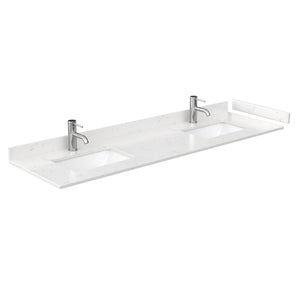 Beckett 72 Inch Double Bathroom Vanity in Green Carrara Cultured Marble Countertop Undermount Square Sinks Matte Black Trim