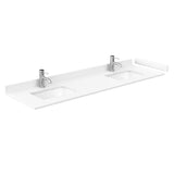 Miranda 72 Inch Double Bathroom Vanity in White White Cultured Marble Countertop Undermount Square Sinks Matte Black Trim