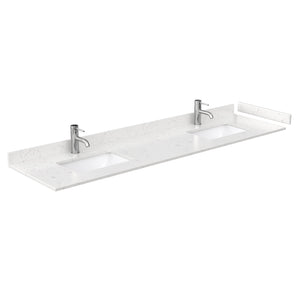 Avery 80 Inch Double Bathroom Vanity in White Carrara Cultured Marble Countertop Undermount Square Sinks 70 Inch Mirror