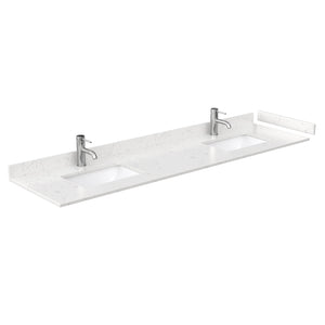 Daria 80 Inch Double Bathroom Vanity in White Carrara Cultured Marble Countertop Undermount Square Sinks Matte Black Trim